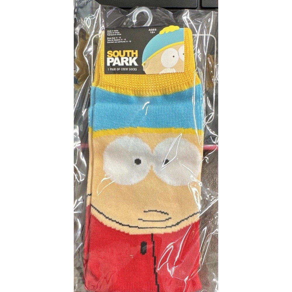 SOUTH PARK Eric Cartman Crew Socks Mens Size 6-12 1 Pair Multicolor